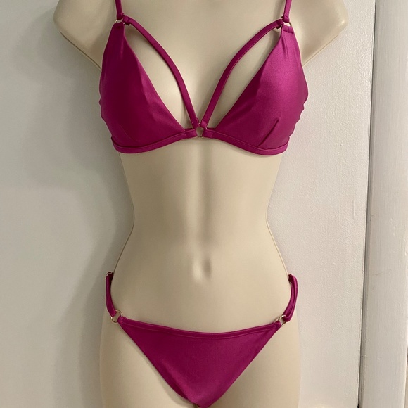 NEW VICTORIA'S SECRET Strappy Ring Bralette Bikini Swim Top & Hipster Bottom - Picture 1 of 4